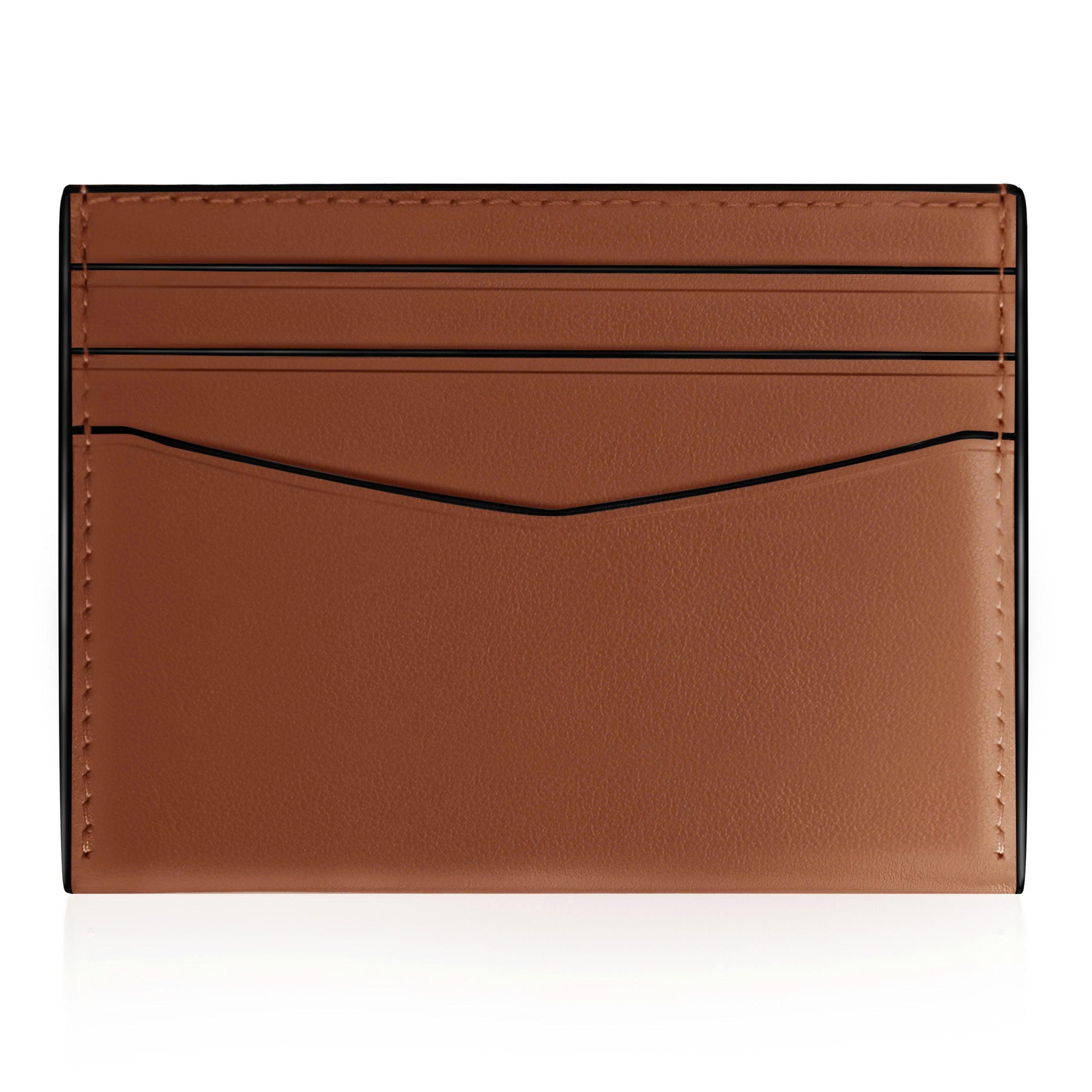 A minimalist brown leather card holder wallet