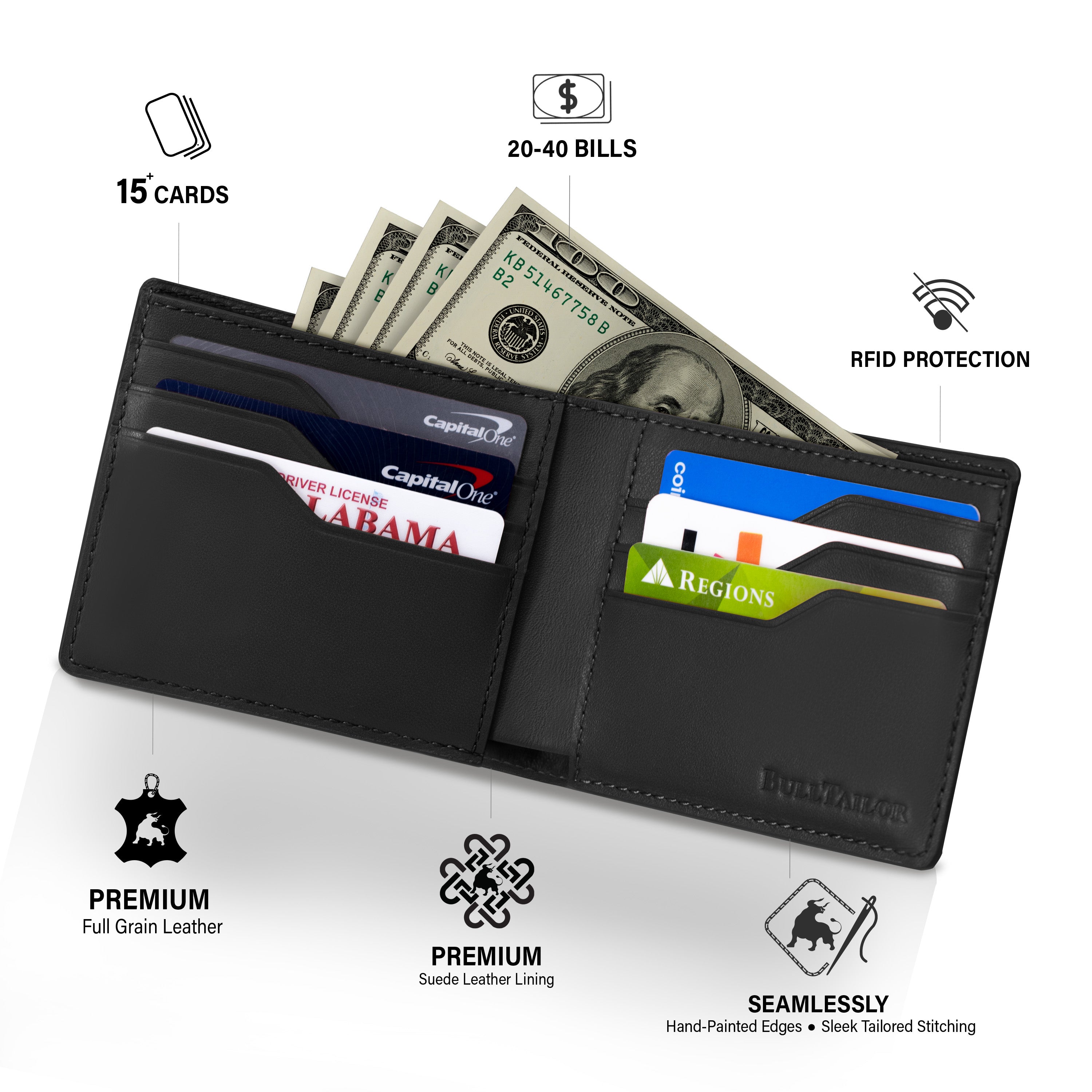 Casual Bifold Wallet - Black Onyx