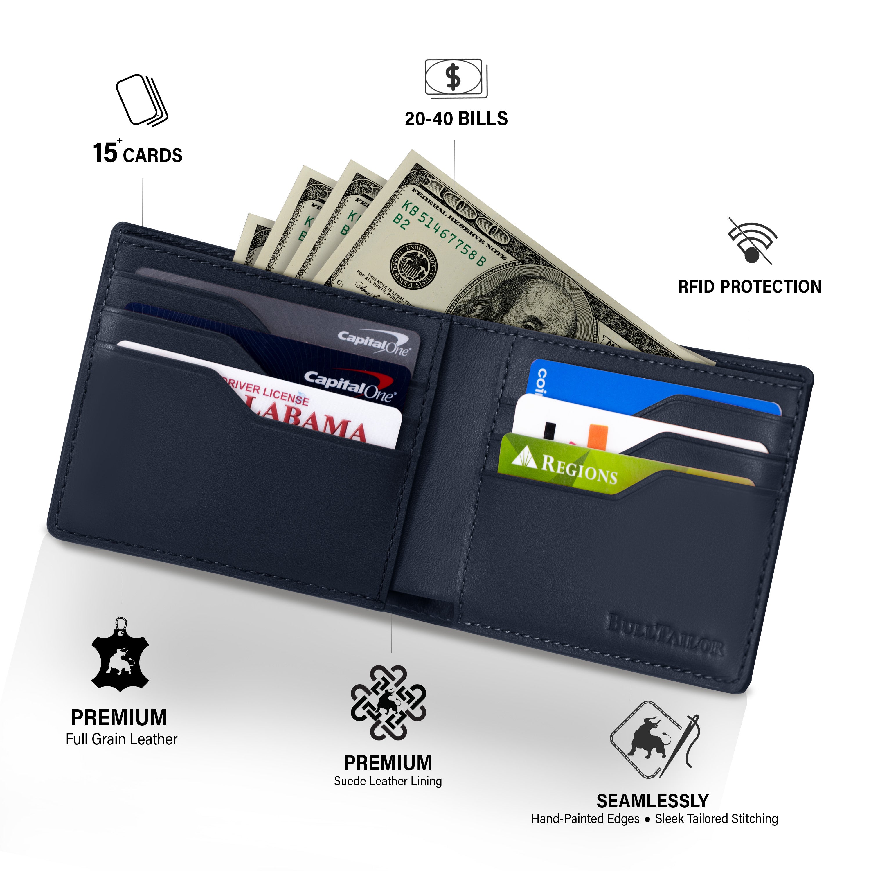 Casual Bifold Wallet - Sapphire Navy