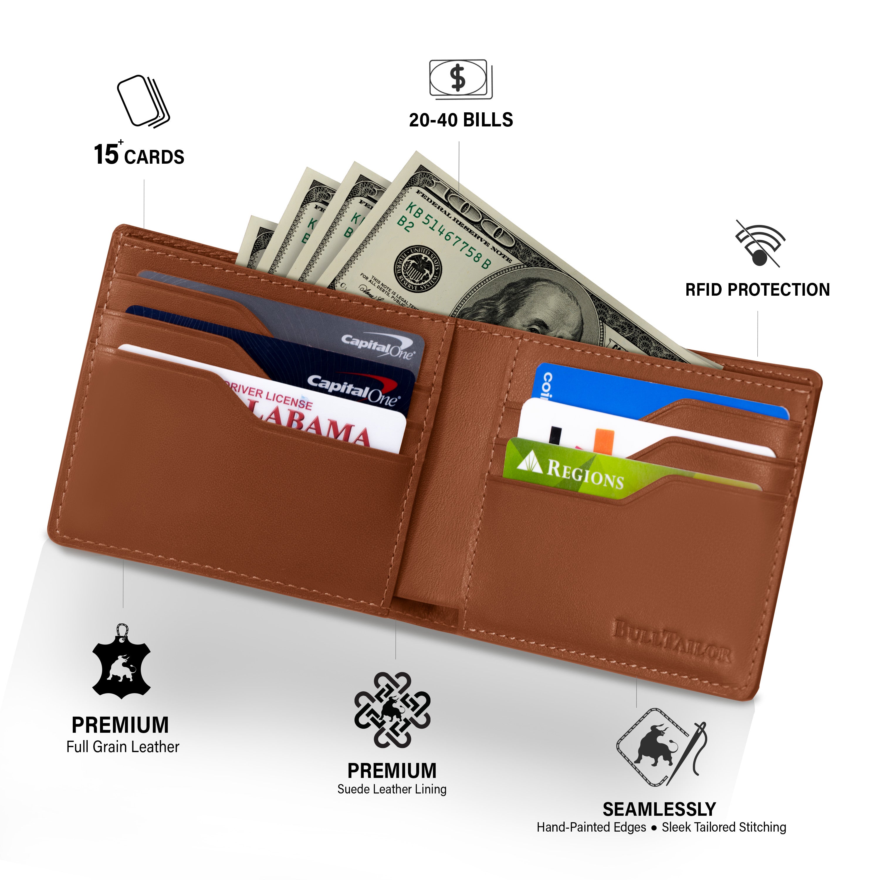 Casual Bifold Wallet - Lion Brown