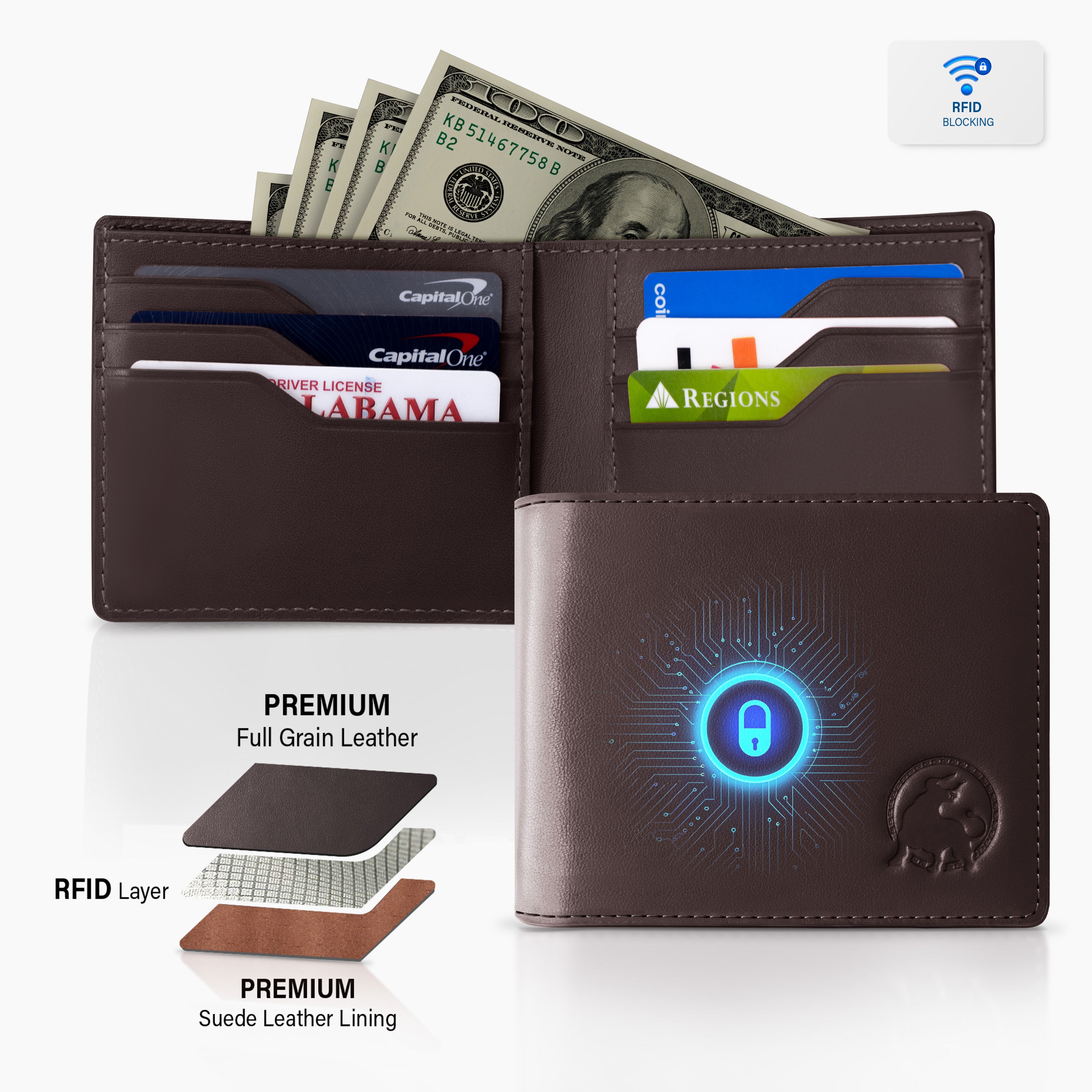 Casual Bifold Wallet - Dark Brown