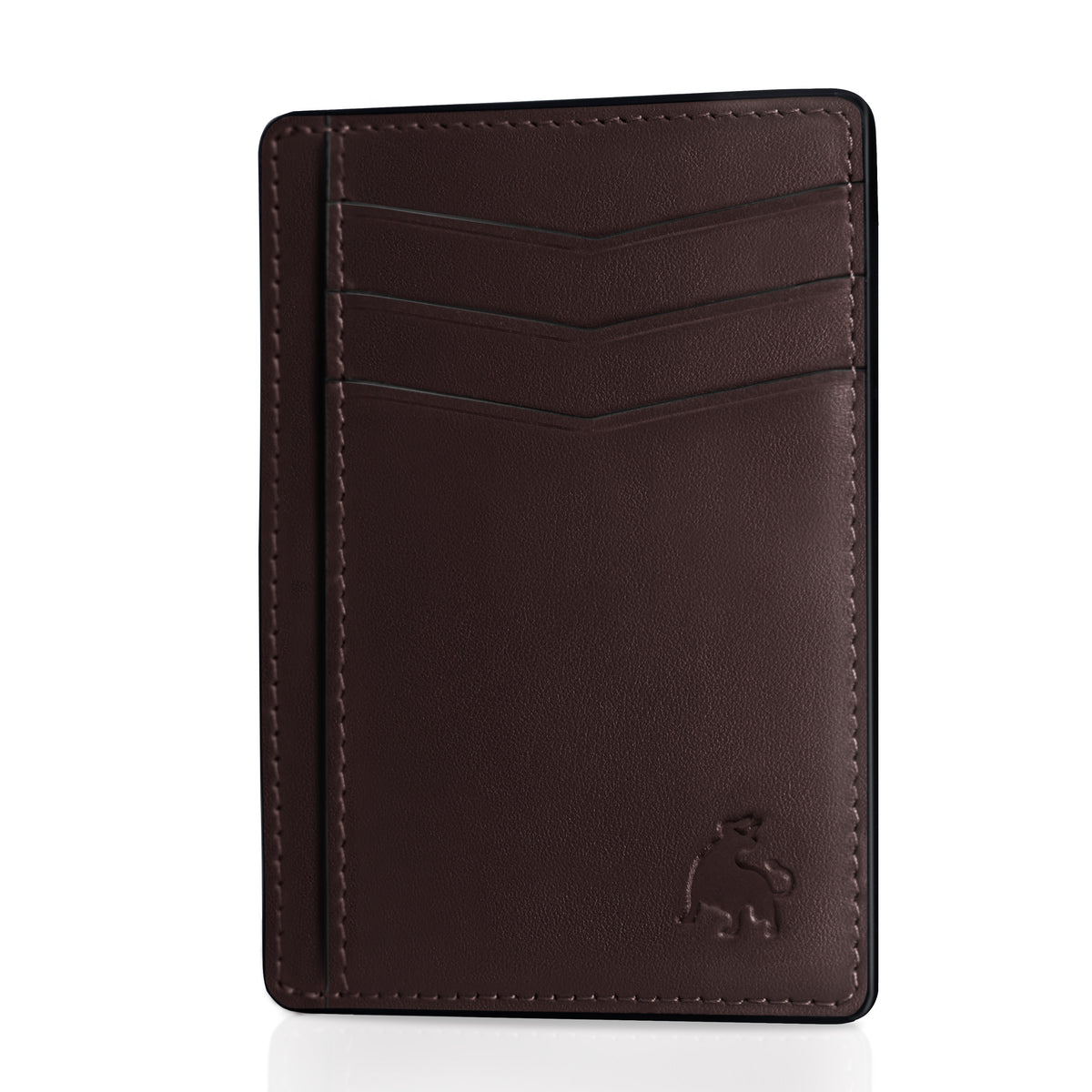Mens minimalist front pocket leather wallet dark brown