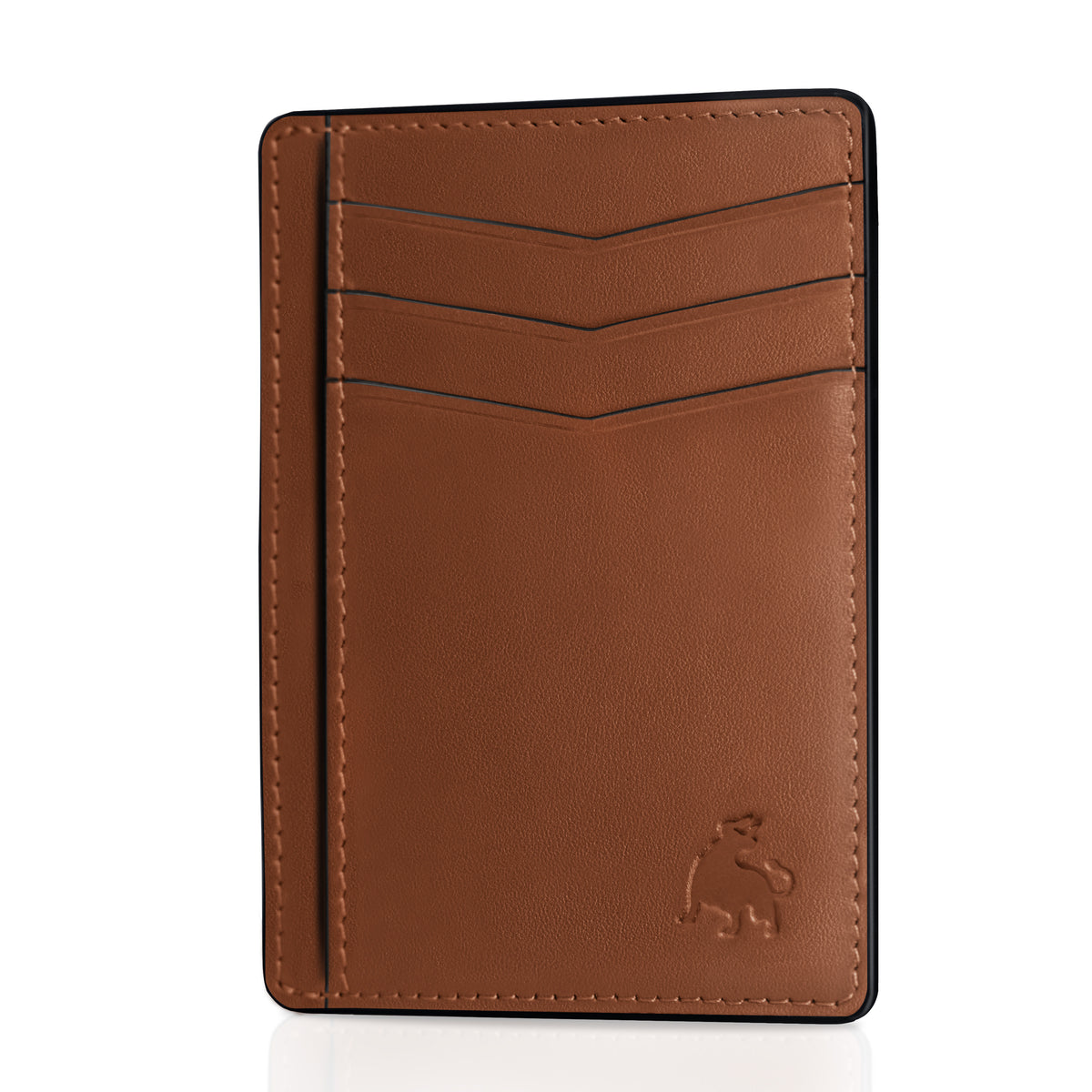Slim leather front pocket wallet with RFID blocking brown