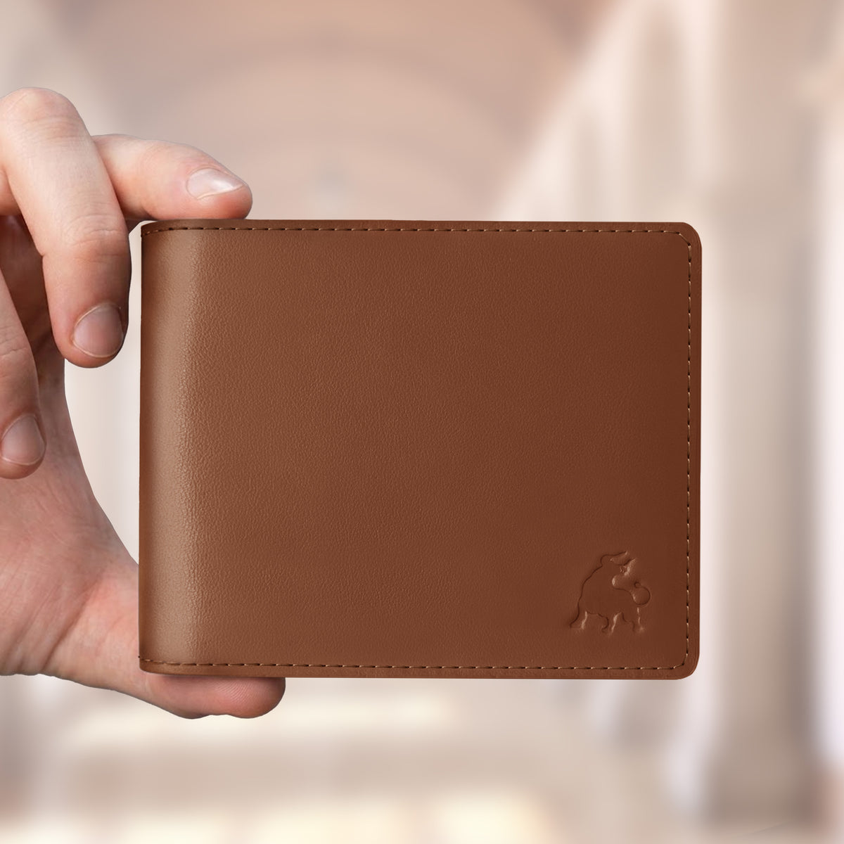 Slim leather bifold wallet for men with RFID protection