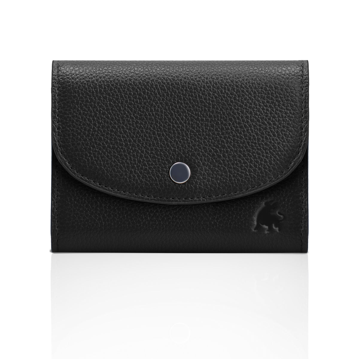 Womens compact wallet in full grain leather with RFID protection black