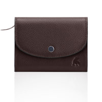 Bifold wallet for women in full grain leather dark brown