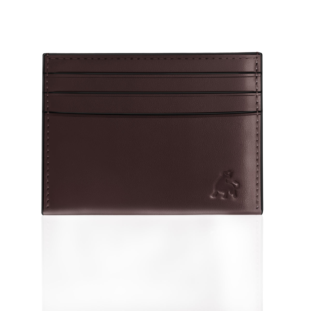 Minimalist full grain leather card holder wallet dark brown