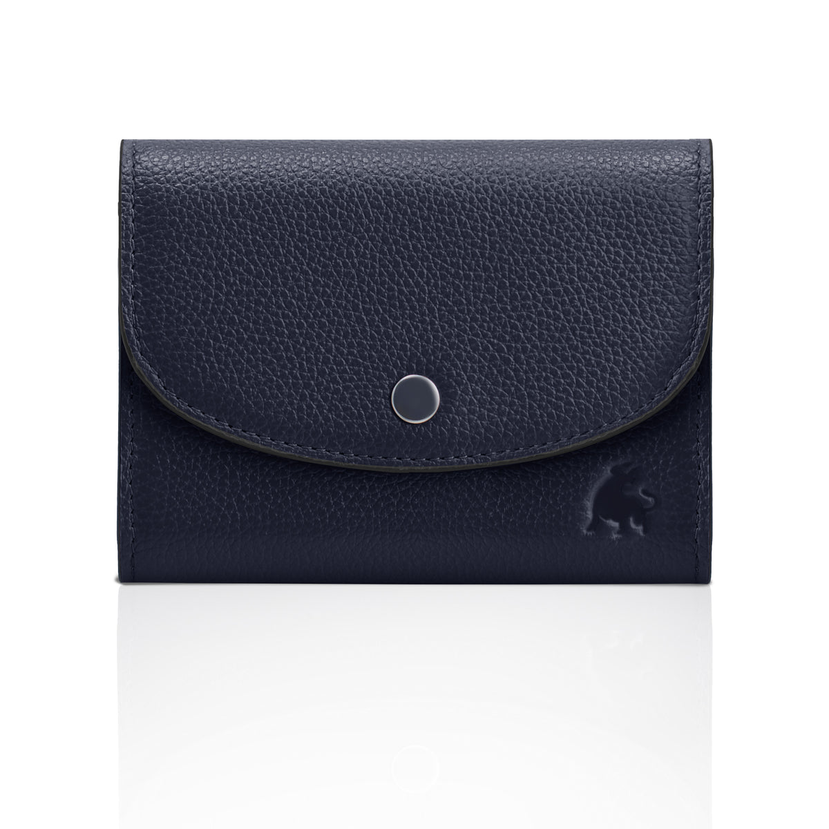 Compact leather wallet for women with RFID protection navy