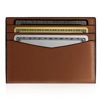 A brown leather card holder wallet with multiple slots