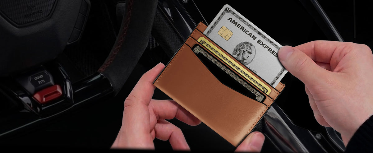 Slim full grain leather card holder wallet for men