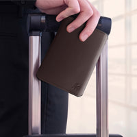 Full grain leather passport wallet in dark brown