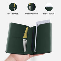 Full grain leather travel wallet in green