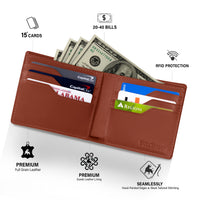 Casual Bifold Wallet - Cognac Brown