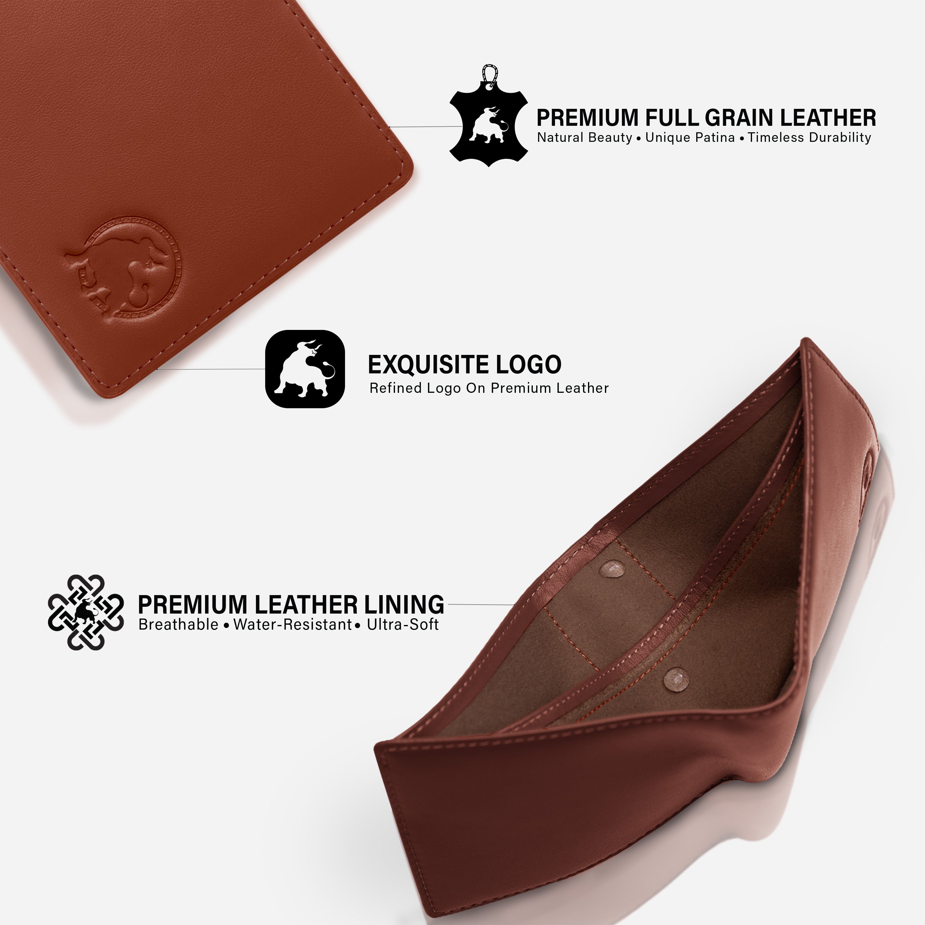 Casual Bifold Wallet - Cognac Brown