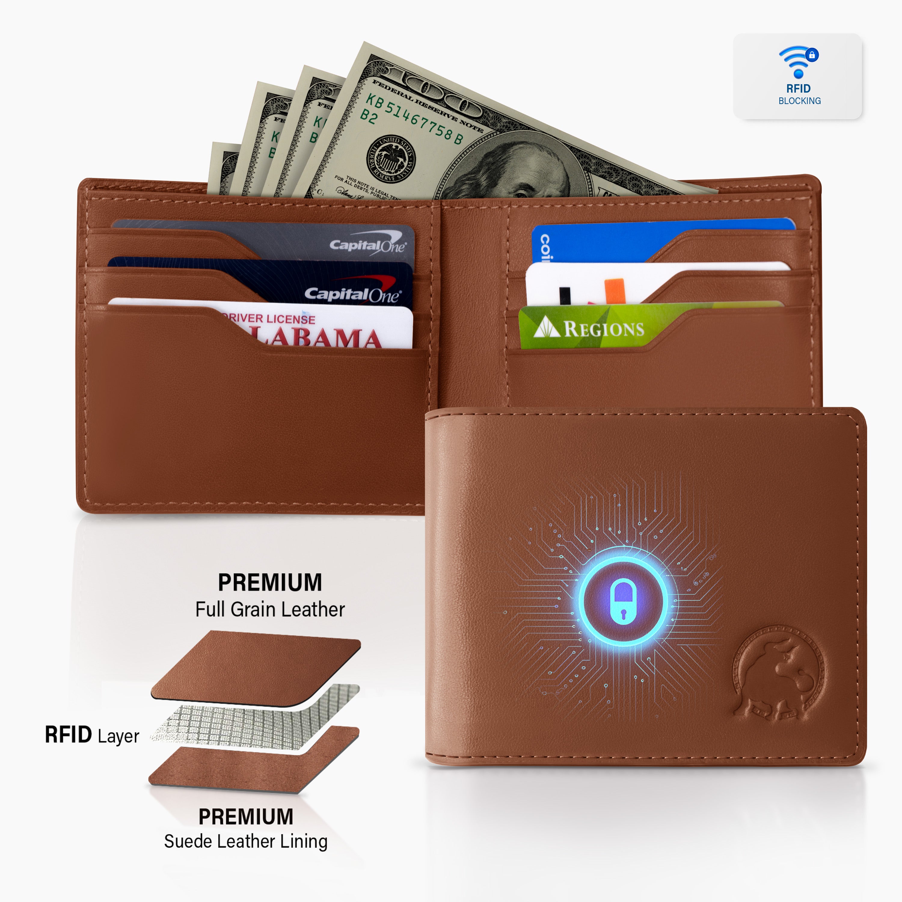 Casual Bifold Wallet - Lion Brown