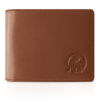 Leather bifold wallet for men with RFID protection minimalist brown