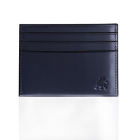 Minimalist leather card case with RFID protection navy