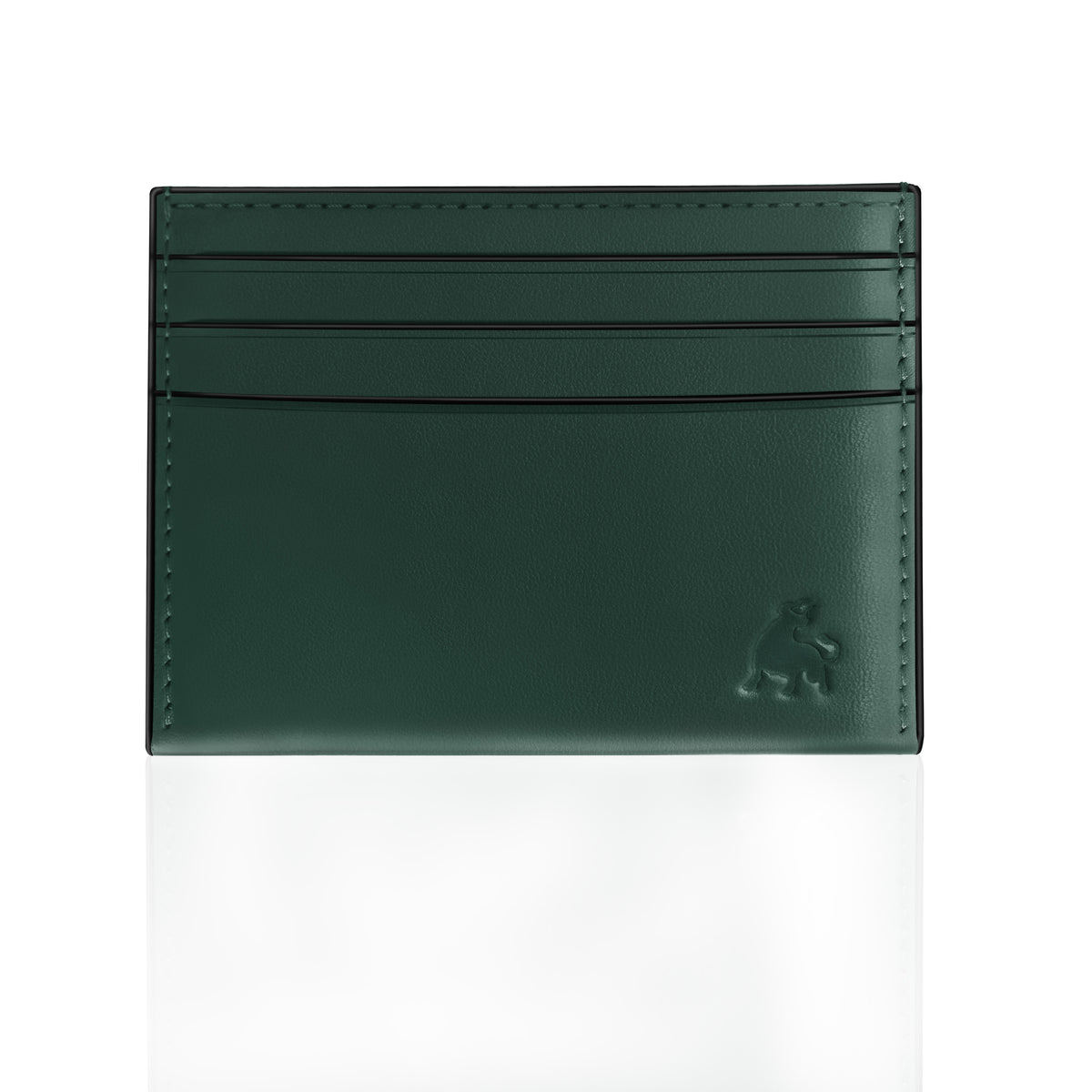 Leather card holder wallet with RFID protection slim green