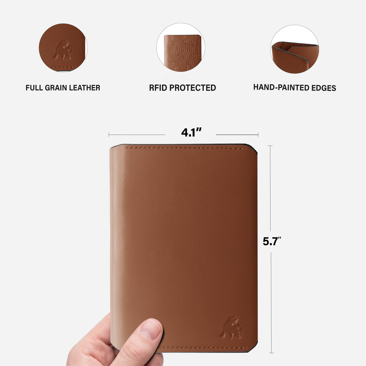Leather passport holder in brown