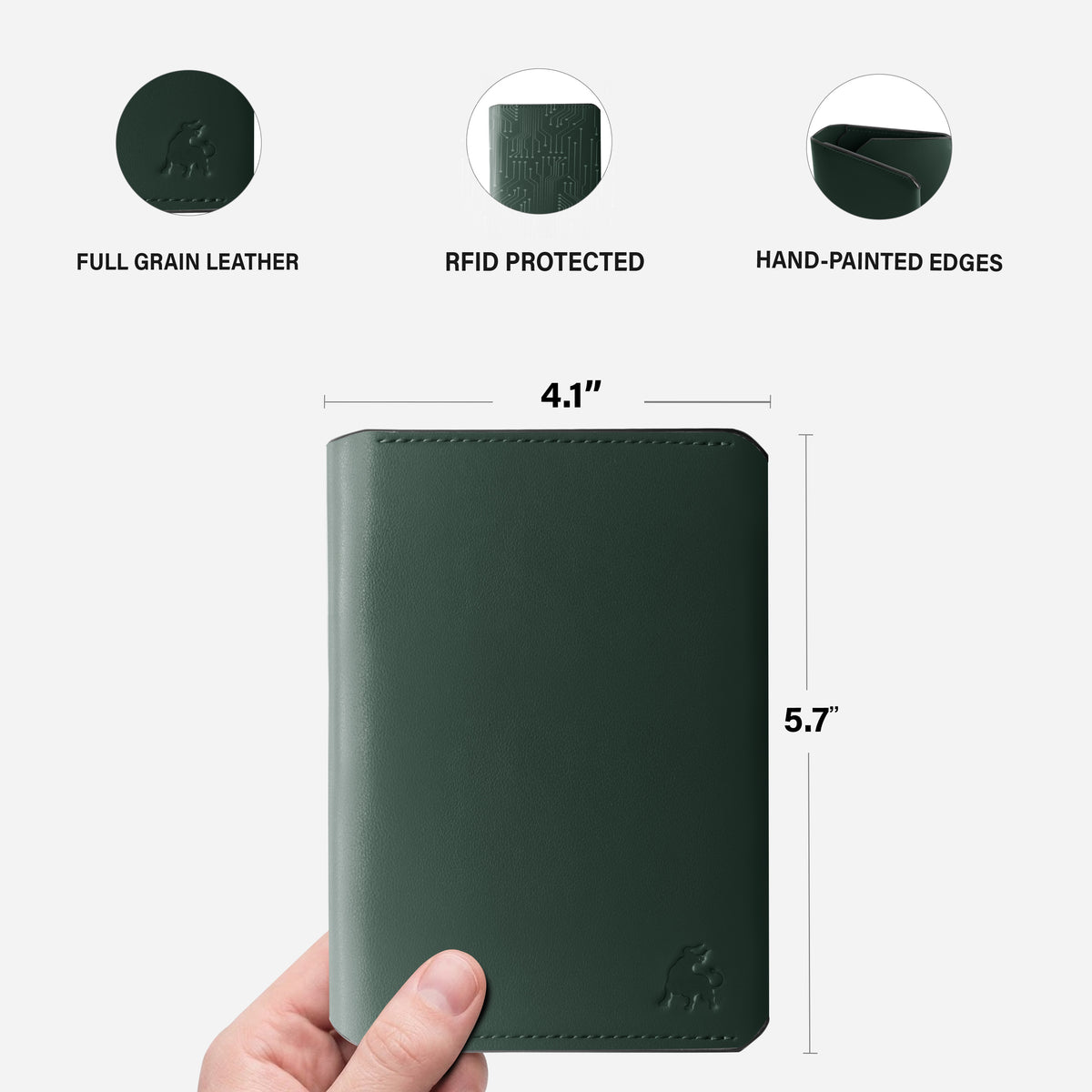 Leather passport holder in green