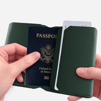 Leather passport wallet in green