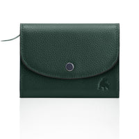 Leather wallet for women compact with RFID protection green