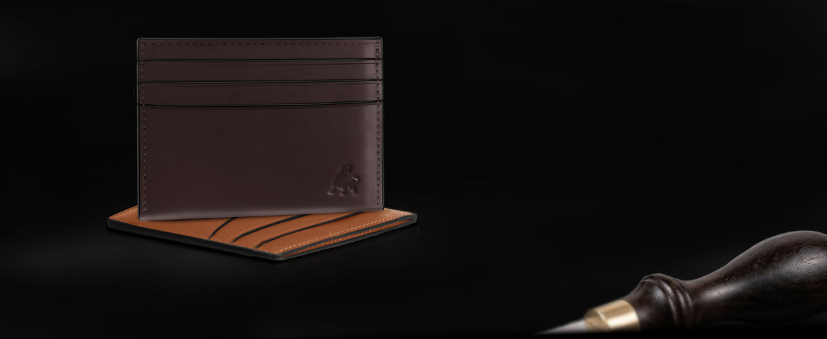 Slim full grain leather card holder wallet for men with RFID protection