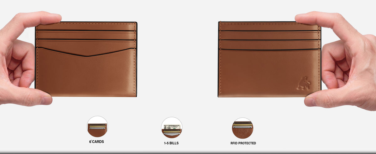 Minimalist full grain leather card holder wallet for men
