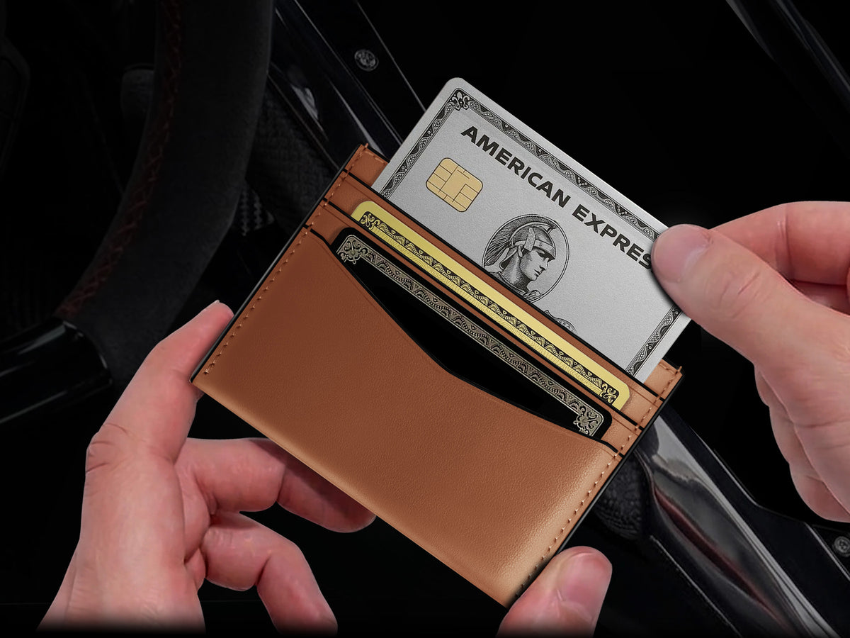 Slim full grain leather card holder wallet for men