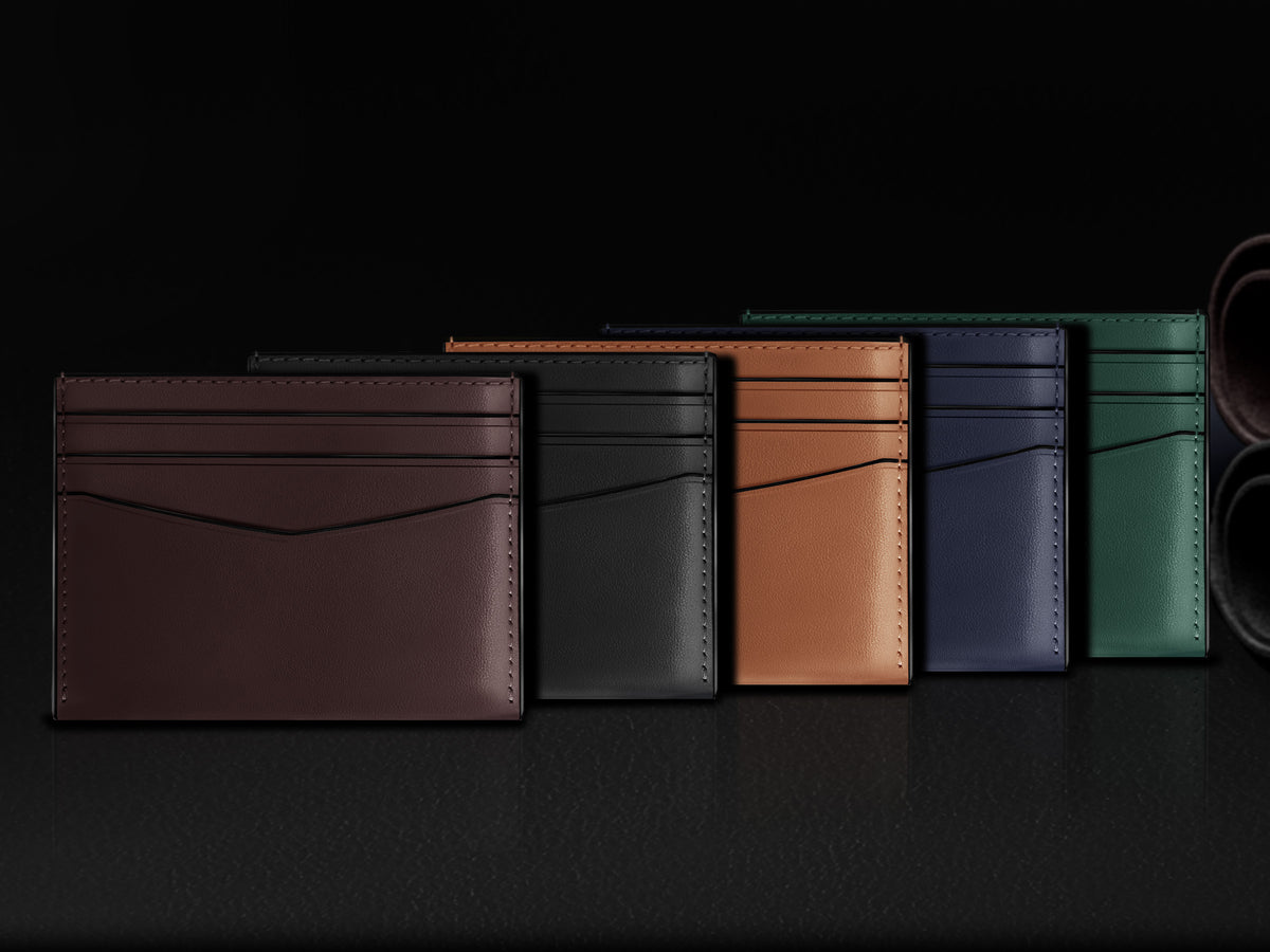 Slim full grain leather card holder wallet for men