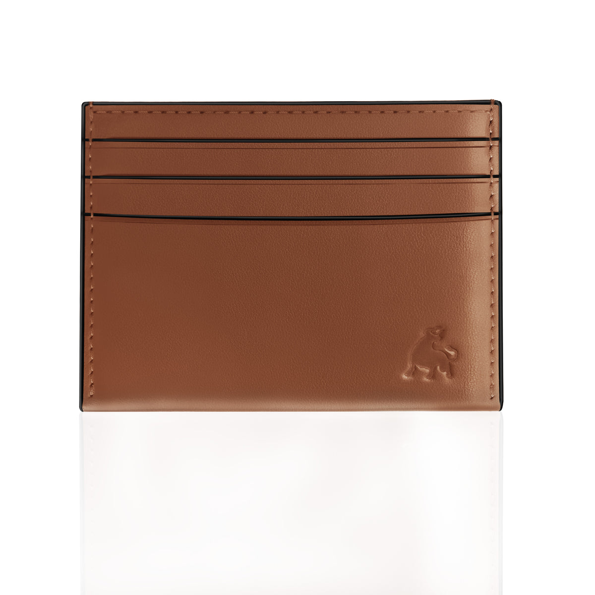 Minimalist full grain leather credit card holder brown