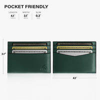 Minimalist full grain leather credit card holder green