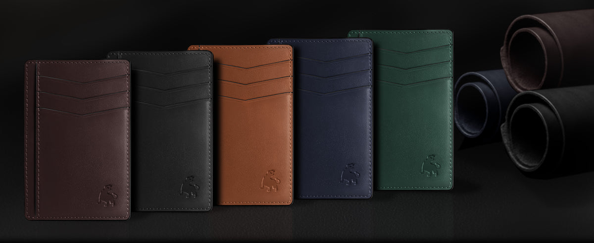 Minimalist front pocket wallet crafted from full grain leather