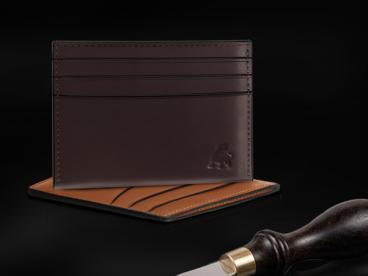 Slim full grain leather card holder wallet for men with RFID protection