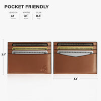 Minimalist leather card holder wallet with RFID protection brown