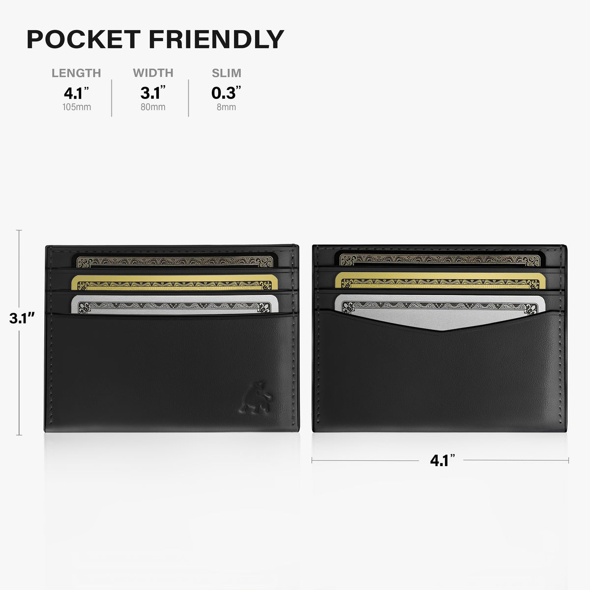 Minimalist leather front pocket wallet with card slots black