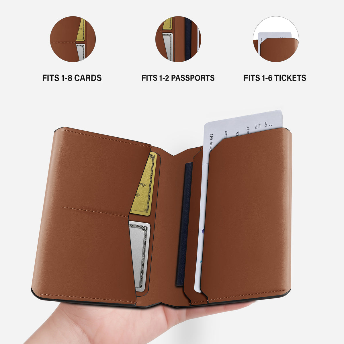 RFID passport holder in brown