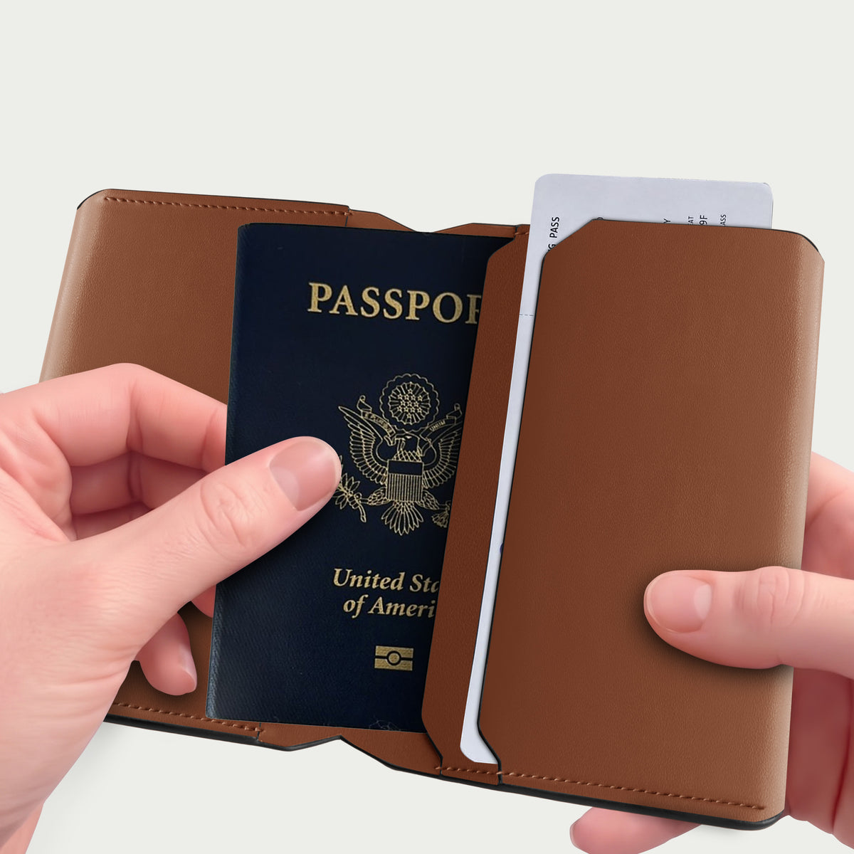 RFID passport travel wallet in brown