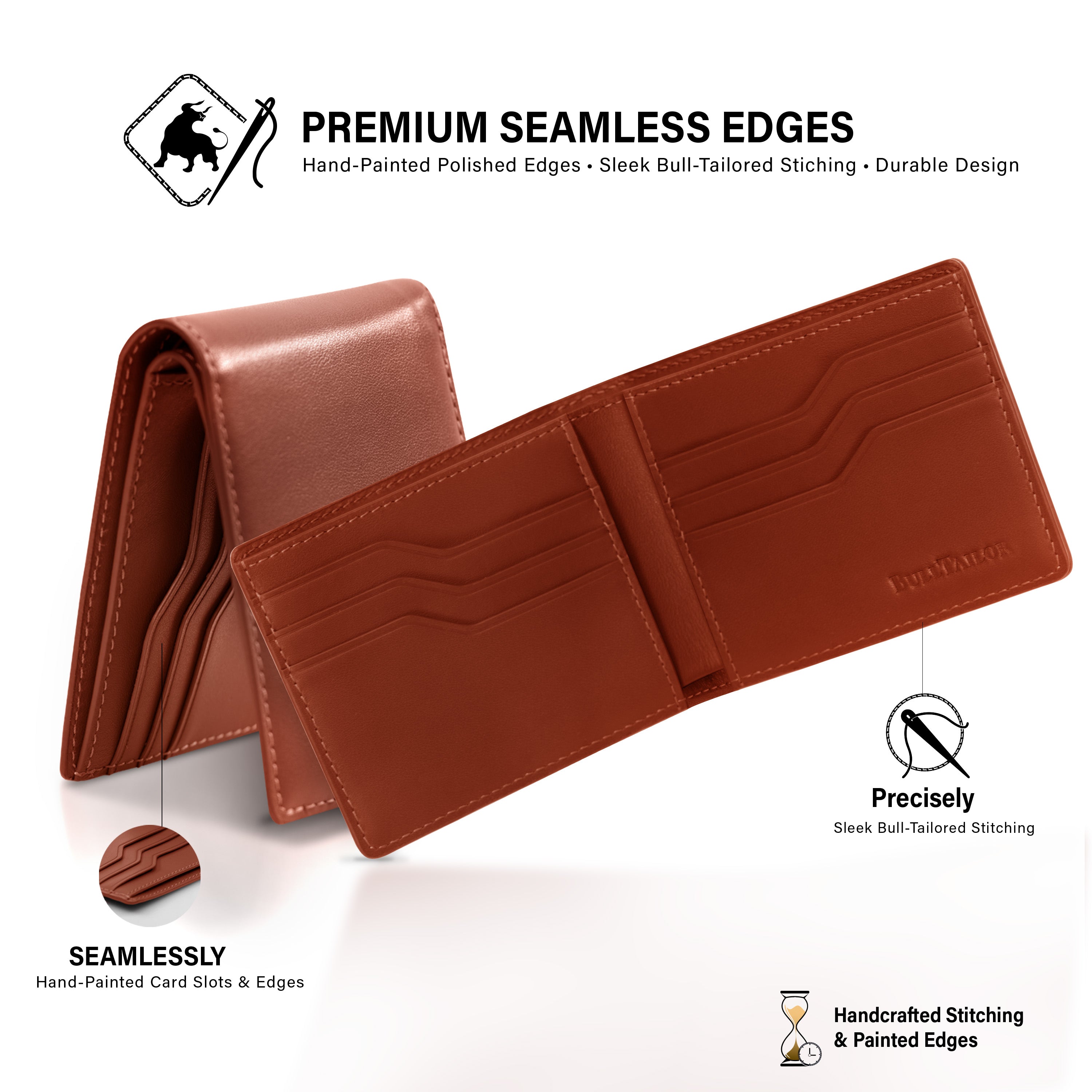 Casual Bifold Wallet - Cognac Brown