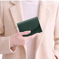 Slim leather bifold wallet for women with RFID blocking green