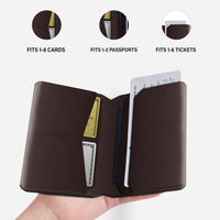 RFID leather passport holder in dark brown
