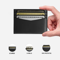 Slim full grain leather card holder wallet black