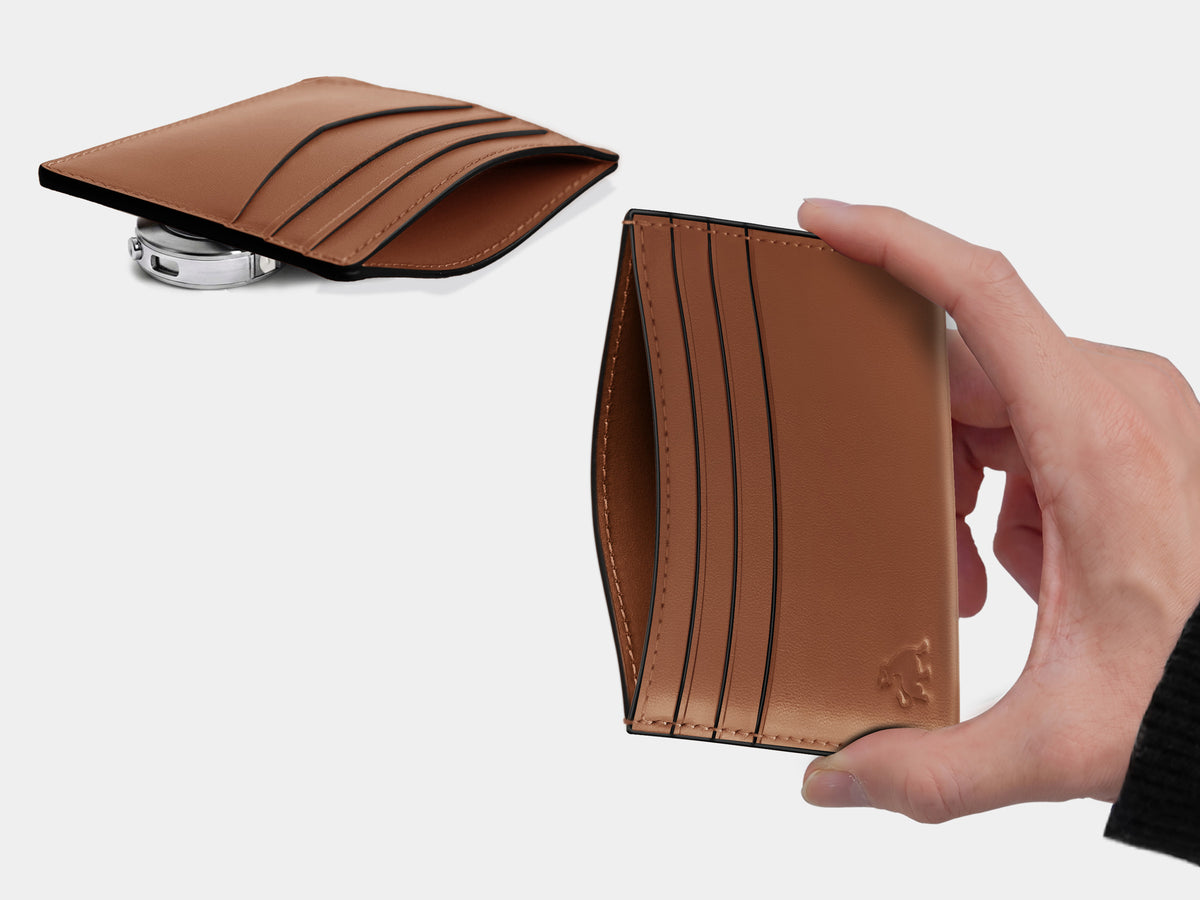Minimalist full grain leather card holder wallet for men with RFID protection