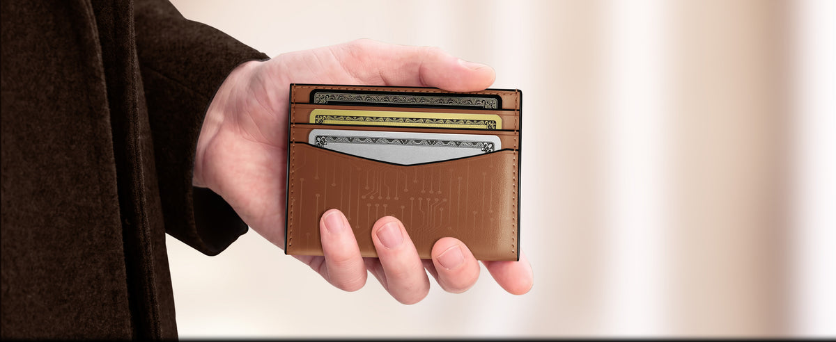 Slim leather card holder wallet for men crafted from full grain leather