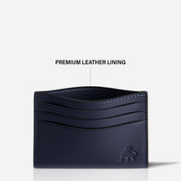 Slim leather card holder wallet with RFID protection navy