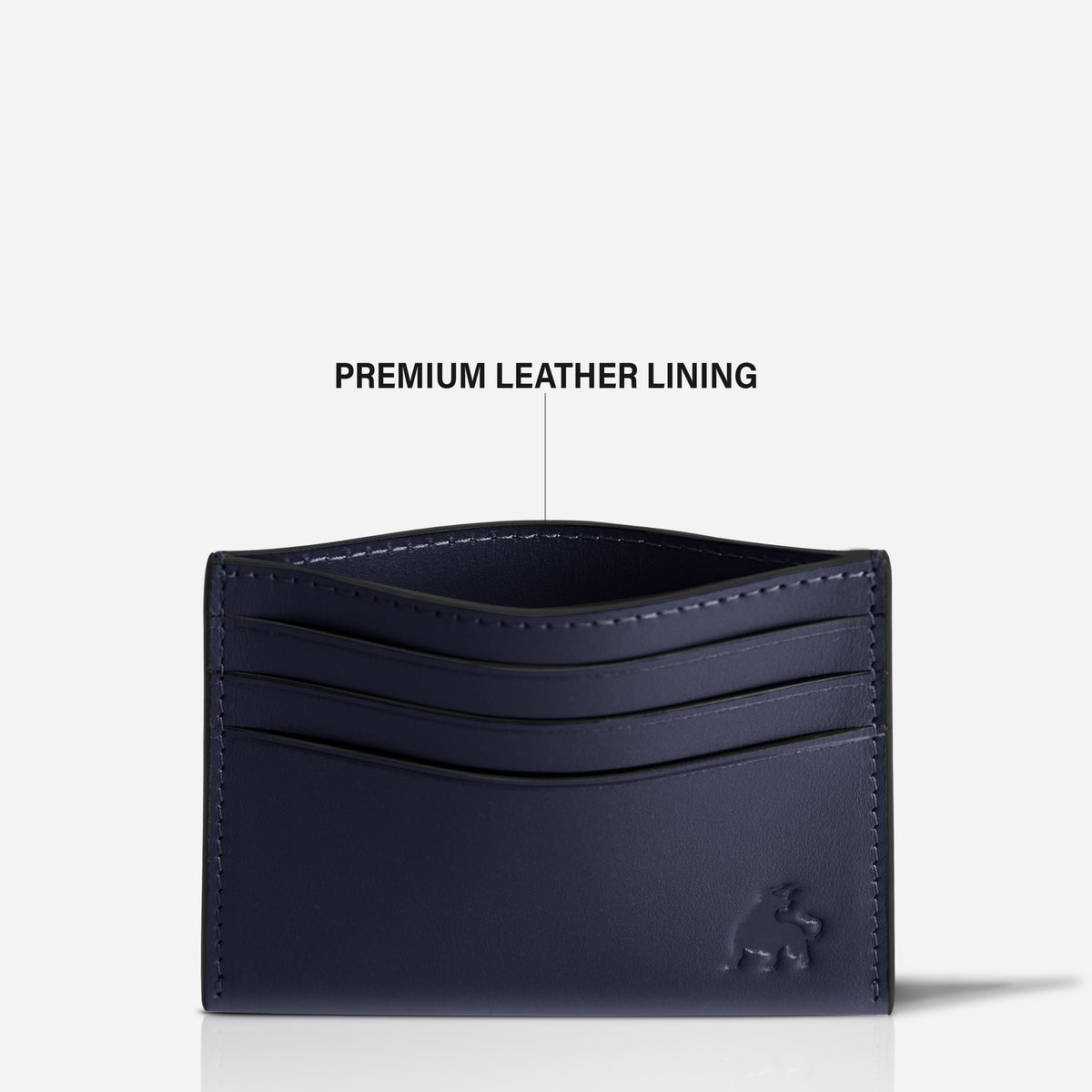 Slim leather card holder wallet with RFID protection navy