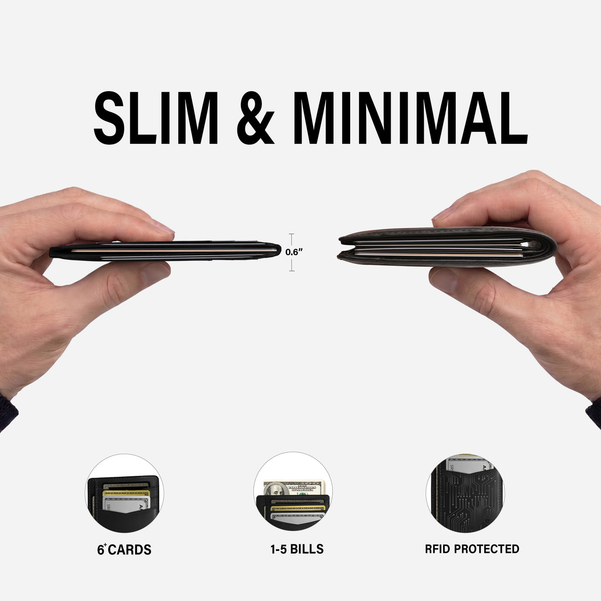 Slim leather front pocket wallet black