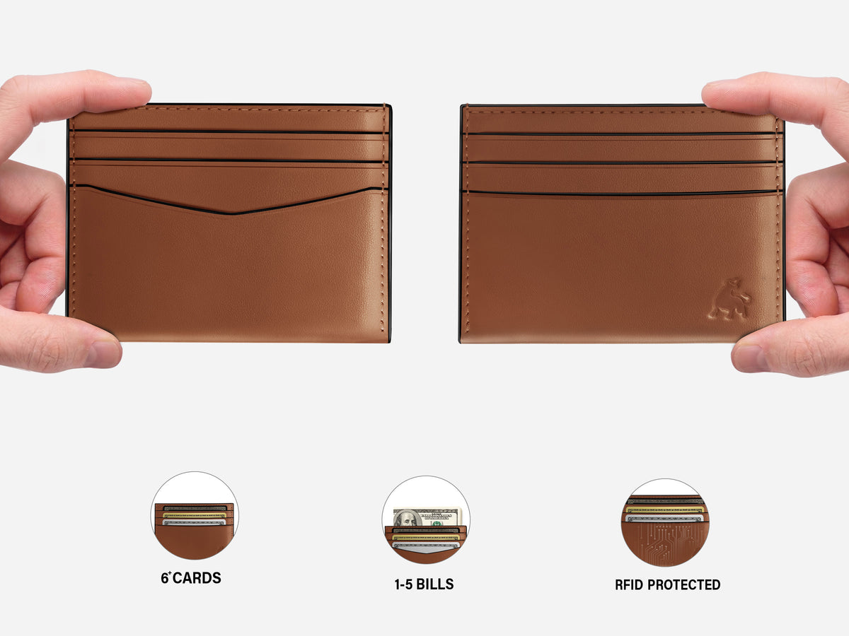 Minimalist full grain leather card holder wallet for men