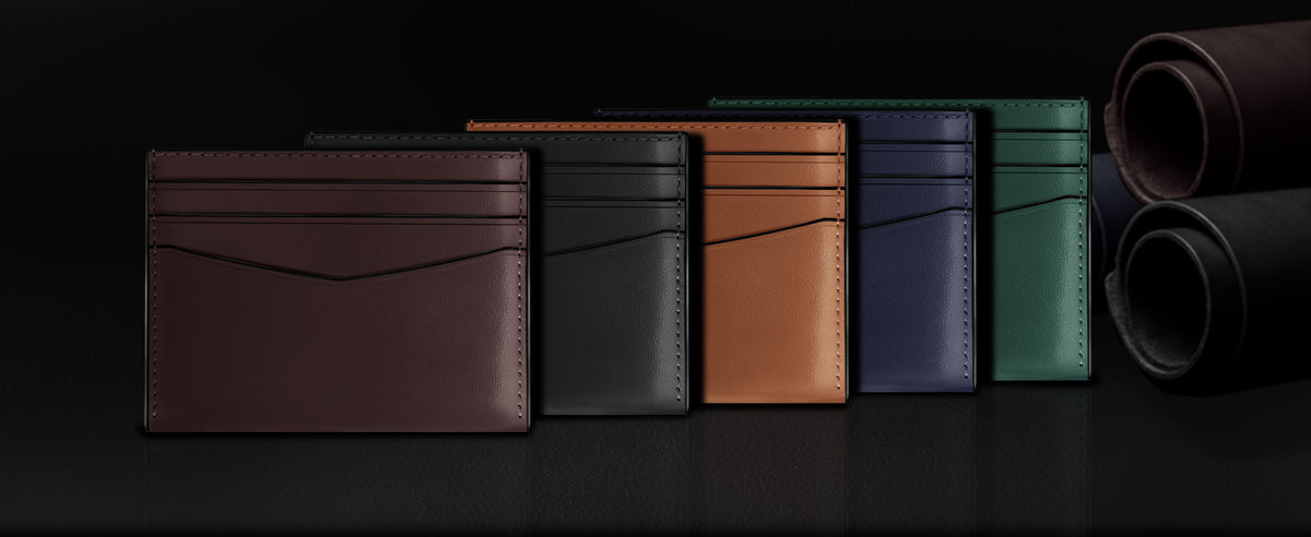 Slim full grain leather card holder wallet for men