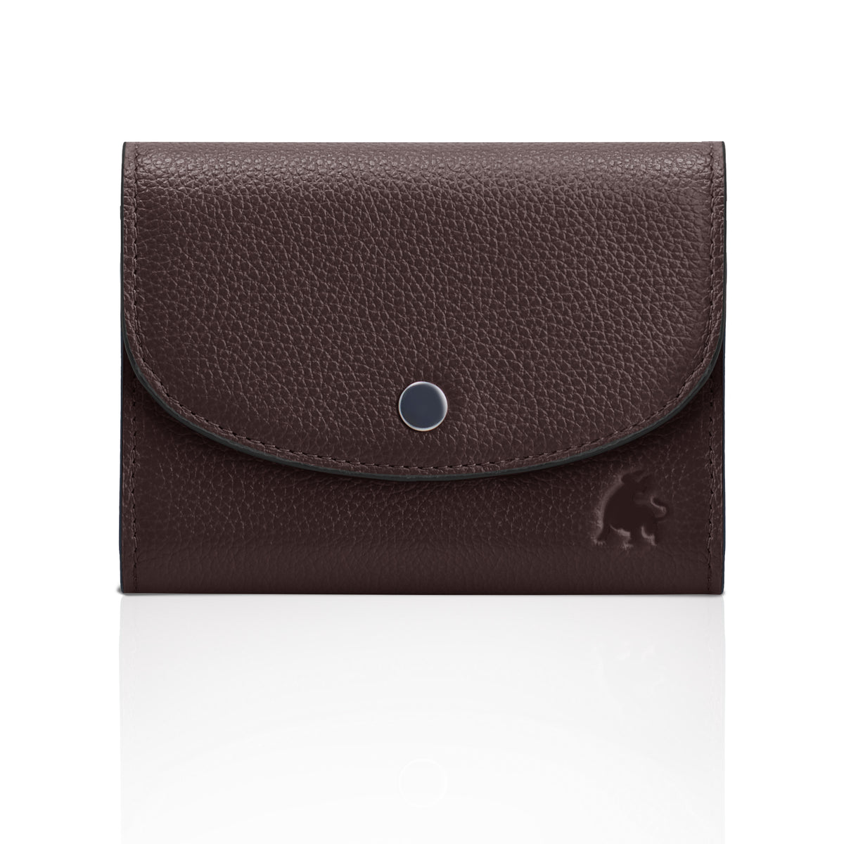 Small leather bifold wallet for women in dark brown